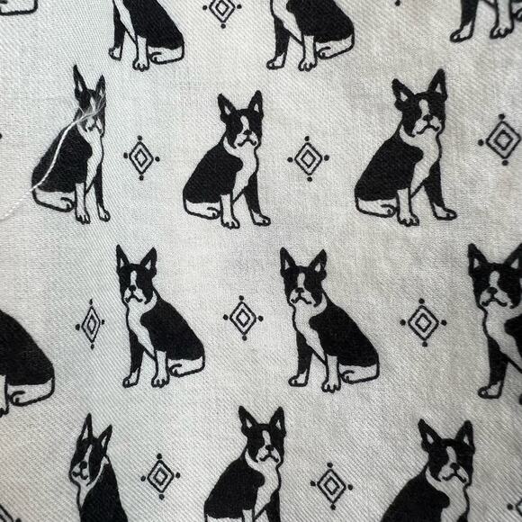 Talbots French Bull Dog Blouse Small Black White Cotton Novelty Print Button Top - Picture 4 of 12